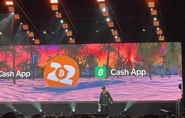 An LED screen with Cash App logo